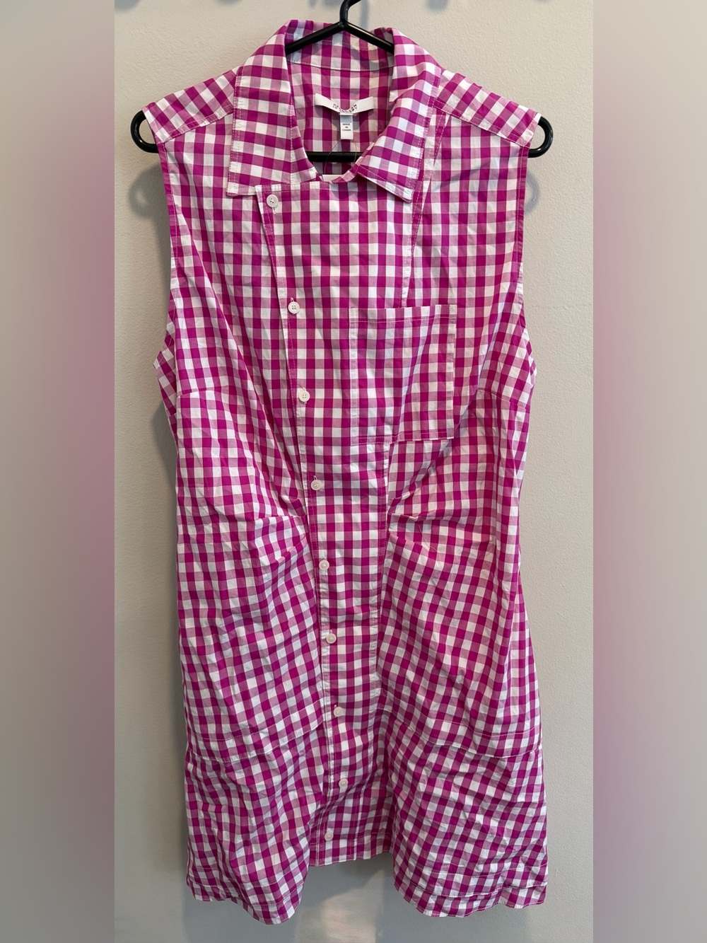 Derek Lam 10 Crosby Satina Sleeveless Gingham Shirt Dress Size 14 100% Cotton